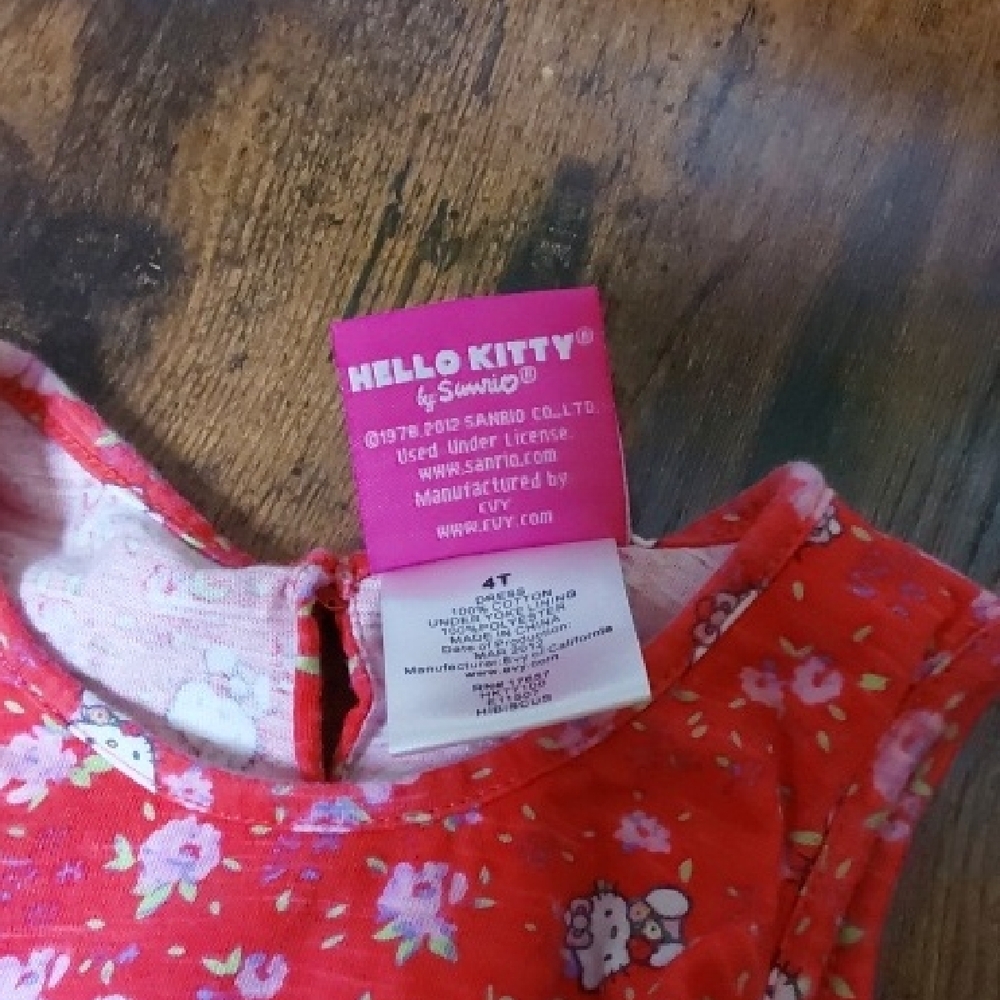 SOLD-Hello Kitty Red Floral Kids Dress - Picture 2 of 6